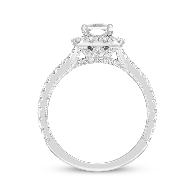 Main Image 3 of Previously Owned Neil Lane Diamond Engagement Ring 1-3/4 ct tw Emerald & Round-cut 14K White Gold