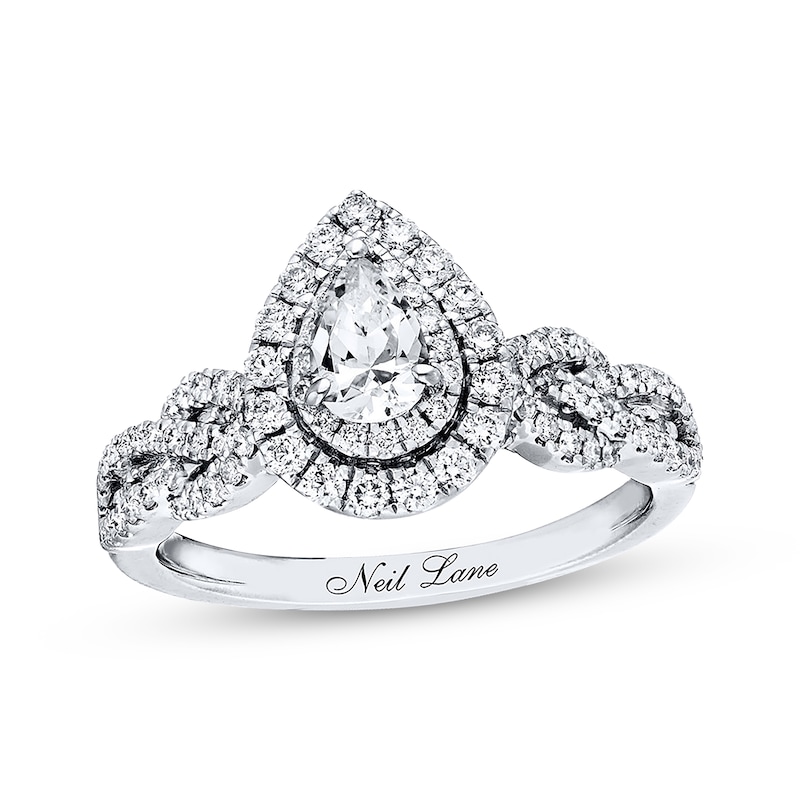 Main Image 1 of Previously Owned Neil Lane Engagement Ring 7/8 ct tw Pear & Round-cut Diamonds 14K White Gold - Size 9