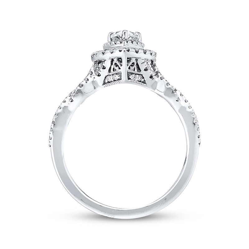 Previously Owned Neil Lane Engagement Ring 7/8 ct tw Pear & Round-cut Diamonds 14K White Gold - Size 9