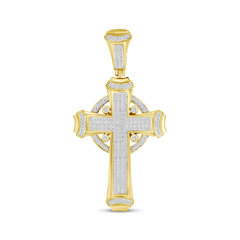 Main Image 1 of Previously Owned Men's Diamond Cross Pendant 1/2 ct tw Round-cut 10K Yellow Gold