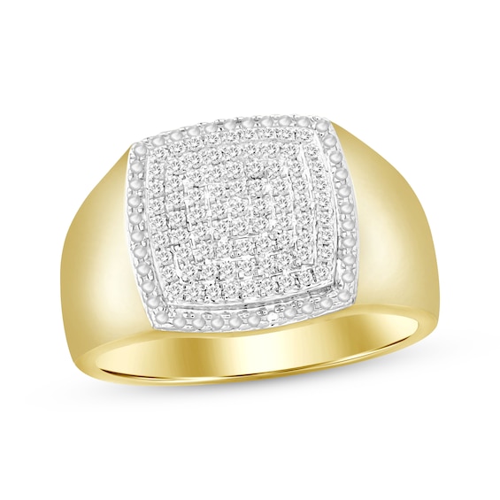 Previously Owned Men's Diamond Square Ring 1/4 ct tw 10K Yellow Gold