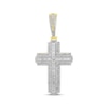 Thumbnail Image 1 of Previously Owned Men's Diamond Cross Pendant 1 ct tw Round/Baguette 10K Yellow Gold
