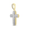 Thumbnail Image 2 of Previously Owned Men's Diamond Cross Pendant 1 ct tw Round/Baguette 10K Yellow Gold