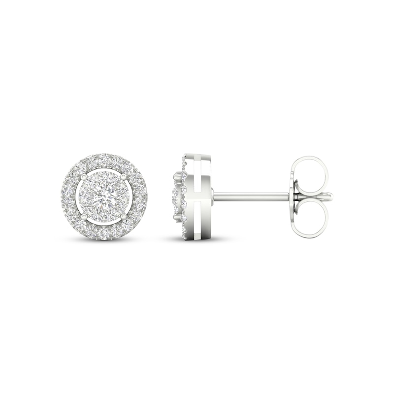 Main Image 3 of Previously Owned Diamond Stud Earrings 1/4 ct tw Round-Cut 10K White Gold