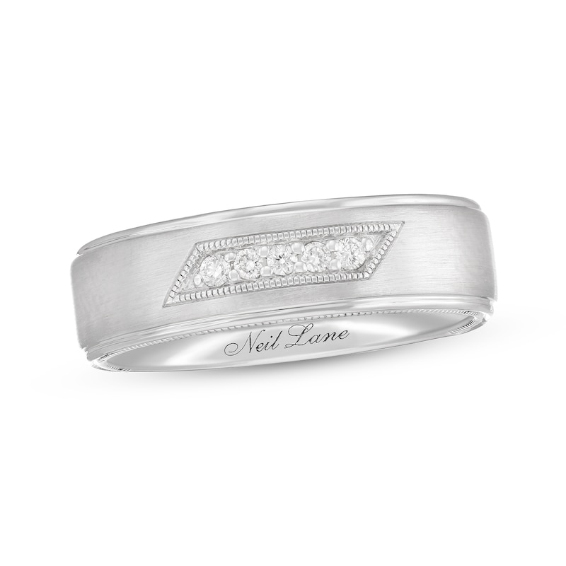 Previously Owned Neil Lane Men's Diamond Wedding Band 1/10 ct tw Round-cut 14K White Gold