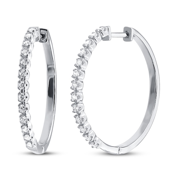 Previously Owned Diamond Hoop Earrings 1/2 ct tw 10K White Gold