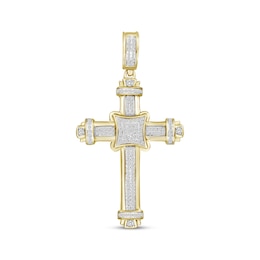 Previously Owned Men's Diamond Cross Pendant 1/2 ct tw Round-cut 10K Yellow Gold
