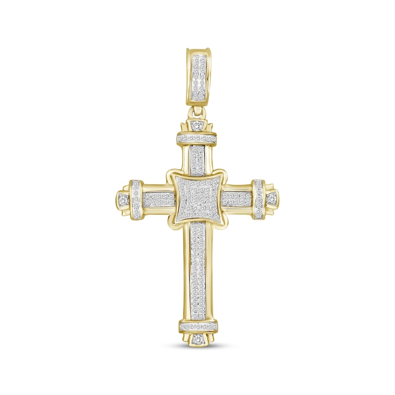 Previously Owned Men's Diamond Cross Pendant 1/2 ct tw Round-cut 10K Yellow Gold