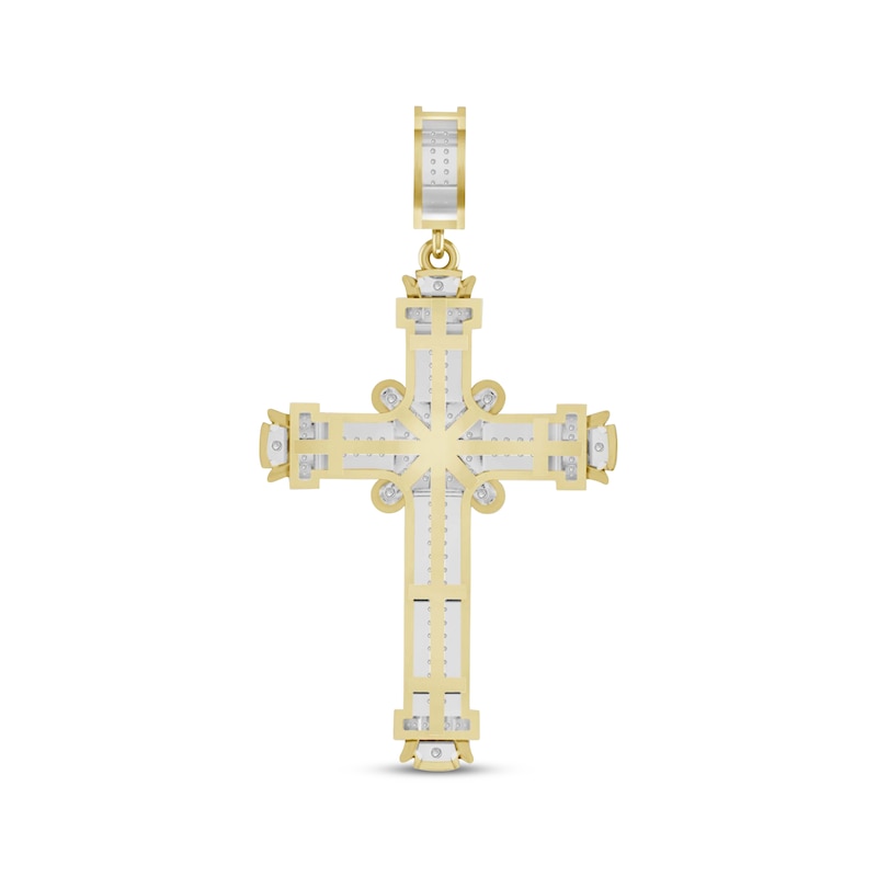 Previously Owned Men's Diamond Cross Pendant 1/2 ct tw Round-cut 10K Yellow Gold