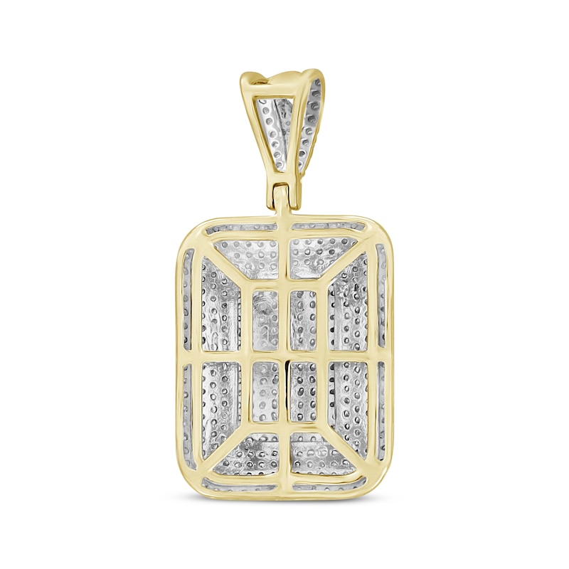 Previously Owned Men's Diamond Dog Tag Pendant 7/8 ct tw Round-cut 10K Yellow Gold