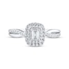Thumbnail Image 3 of Previously Owned Diamond Engagement Ring 1/2 ct tw Emerald & Round-cut 14K White Gold