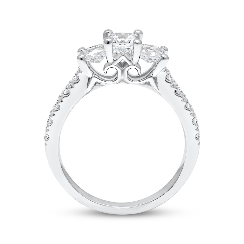 Main Image 2 of Adore Princess-Cut Diamond Three-Stone Engagement Ring 1-1/2 ct tw 14K White Gold