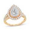 Thumbnail Image 1 of Pear-Shaped Diamond Double Halo Engagement Ring 1-1/2 ct tw 14K Yellow Gold