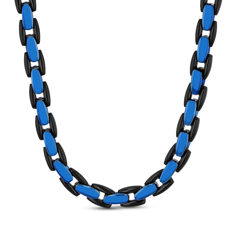 Main Image 1 of Men's Chain Necklace Black & Blue Ion-Plated Stainless Steel 24"
