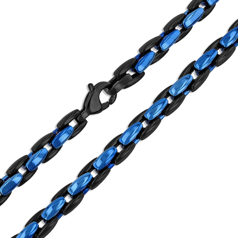 Main Image 2 of Men's Chain Necklace Black & Blue Ion-Plated Stainless Steel 24"