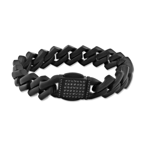 Men's Black Diamond Link Bracelet 1/2 ct tw Black Ion-Plated Stainless Steel 8.50"