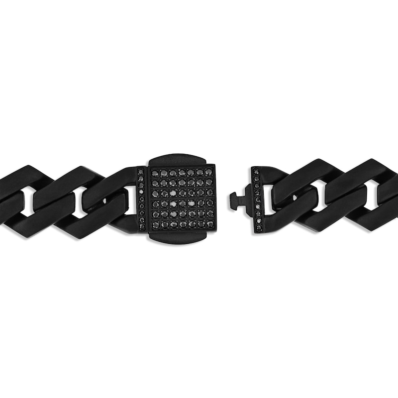 Main Image 3 of Men's Black Diamond Link Bracelet 1/2 ct tw Black Ion-Plated Stainless Steel 8.50"