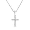 Thumbnail Image 1 of Previously Owned Diamond Cross Necklace 1/15 ct tw 10K White Gold 18"