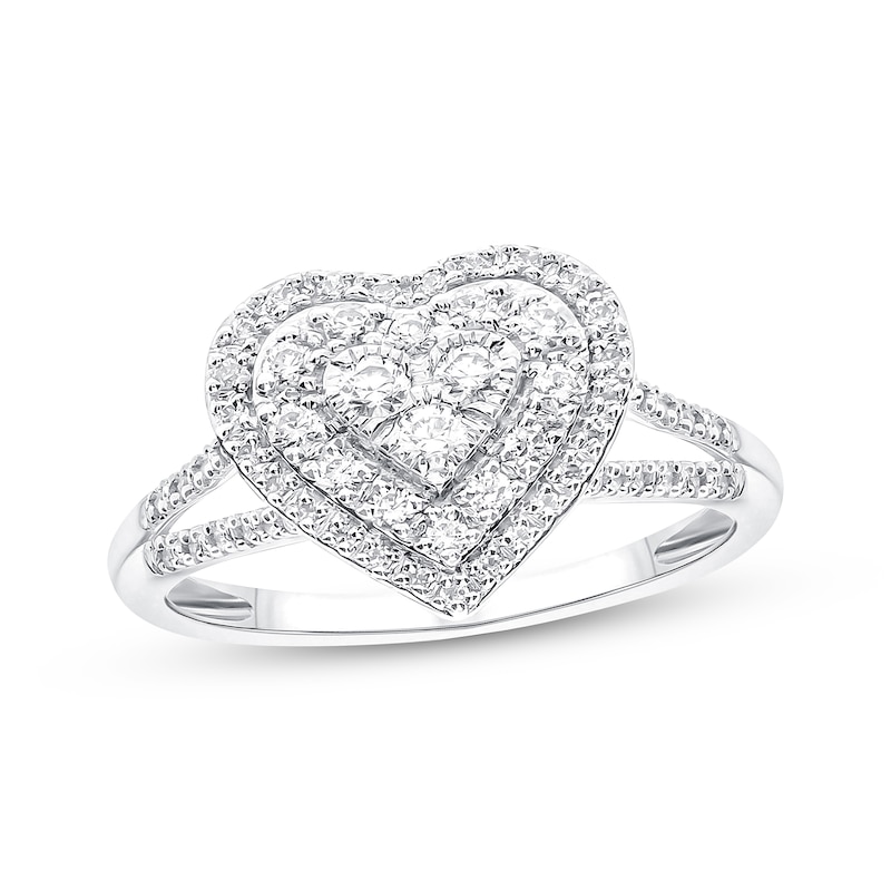 Main Image 1 of Previously Owned Diamond Heart Ring 1/2 ct tw Round-cut 10K White Gold