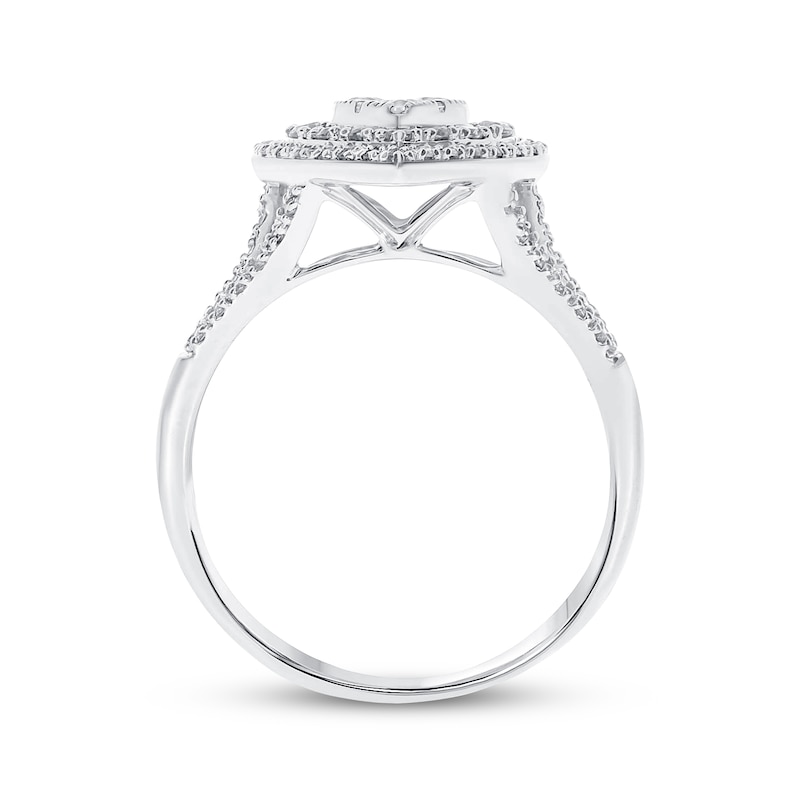 Main Image 3 of Previously Owned Diamond Heart Ring 1/2 ct tw Round-cut 10K White Gold