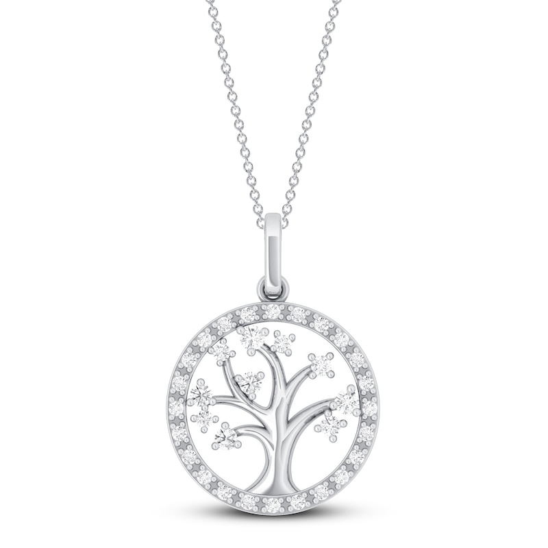 Main Image 1 of Previously Owned Diamond Tree of Life Necklace 1/3 ct tw 10K White Gold 18"