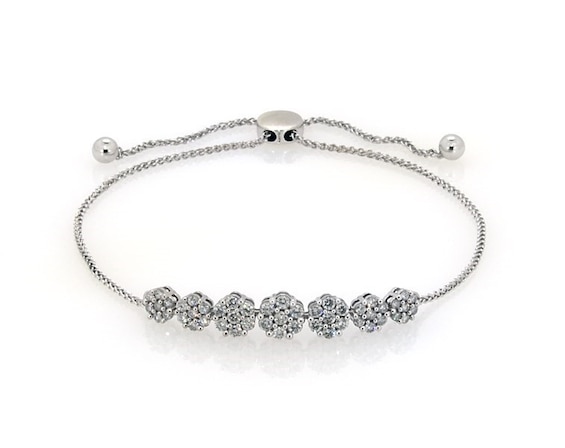 Previously Owned Multi-Diamond Bolo Bracelet 1 ct tw 10K White Gold 9.5"