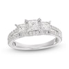 Thumbnail Image 1 of Previously Owned Memories Moments Magic Three-Stone Diamond Engagement Ring 1 ct tw Princess/Round 14K White Gold