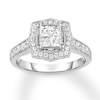 Thumbnail Image 0 of Previously Owned Diamond Engagement Ring 1 ct tw Princess & Round 14K White Gold