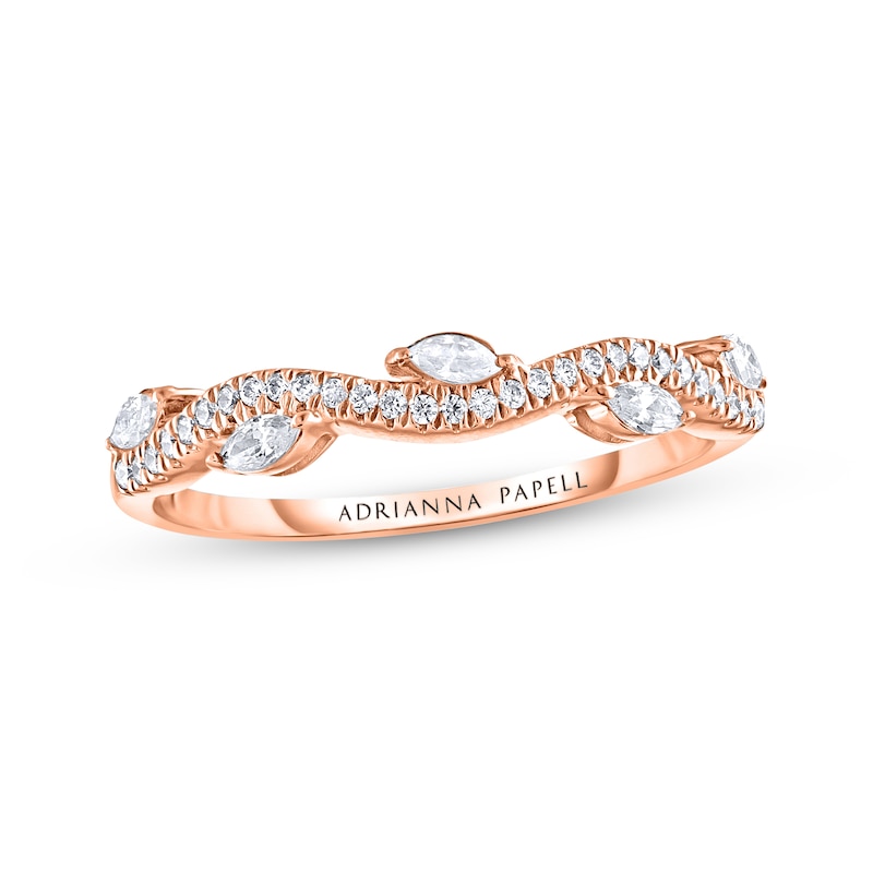 Previously Owned Adrianna Papell Diamond Anniversary Band 1/3 ct tw Round & Marquise-cut 14K Rose Gold