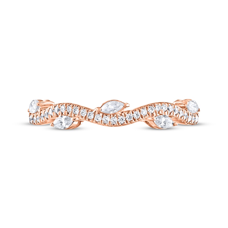 Previously Owned Adrianna Papell Diamond Anniversary Band 1/3 ct tw Round & Marquise-cut 14K Rose Gold
