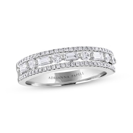 Previously Owned Adrianna Papell Diamond Anniversary Ring 1/2 ct tw Baguette & Round-cut 14K White Gold