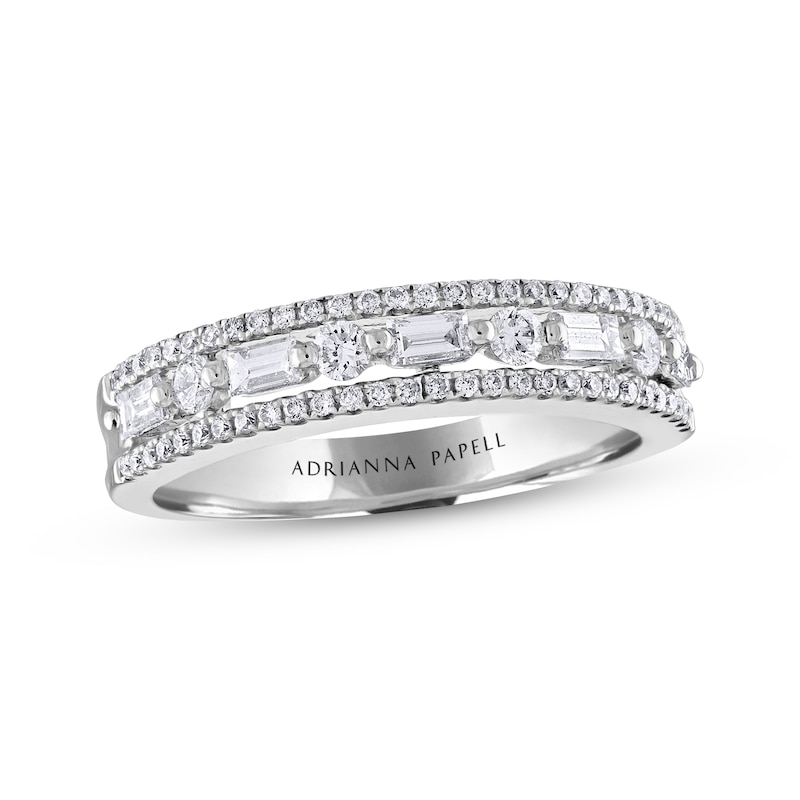 Previously Owned Adrianna Papell Diamond Anniversary Ring 1/2 ct tw Baguette & Round-cut 14K White Gold