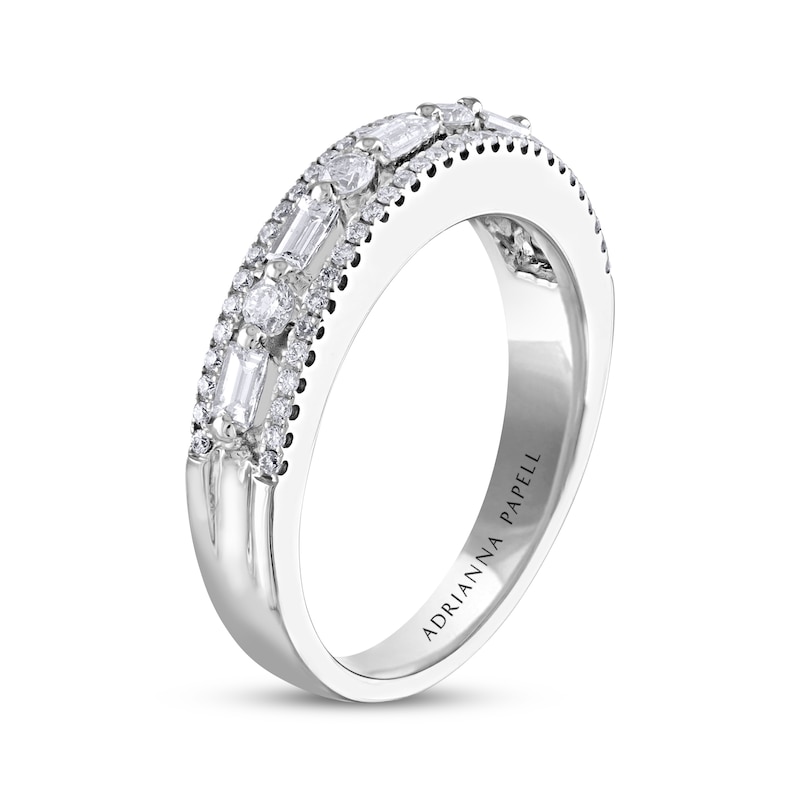 Previously Owned Adrianna Papell Diamond Anniversary Ring 1/2 ct tw Baguette & Round-cut 14K White Gold