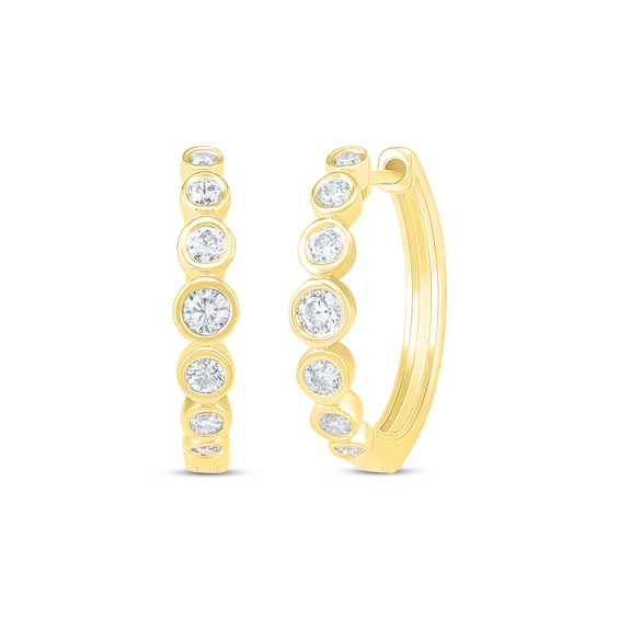 Previously Owned Diamond Bezel Hoop Earrings 1/2 ct tw Round-cut 10K Yellow Gold