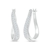 Thumbnail Image 1 of Previously Owned Diamond Swirl Hoop Earrings 3/4 ct tw Round-cut Sterling Silver