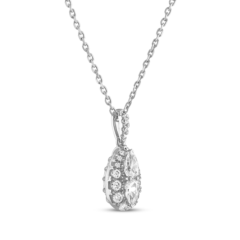 Main Image 2 of Previously Owned Forever Connected Diamond Necklace 1/2 ct tw Pear & Round-cut 10K White Gold 18"