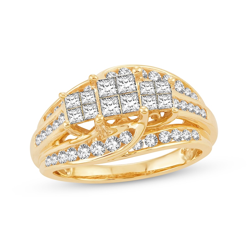 Previously Owned Multi-Stone Diamond Engagement Ring 1 ct tw Princess & Round-cut 10K Yellow Gold