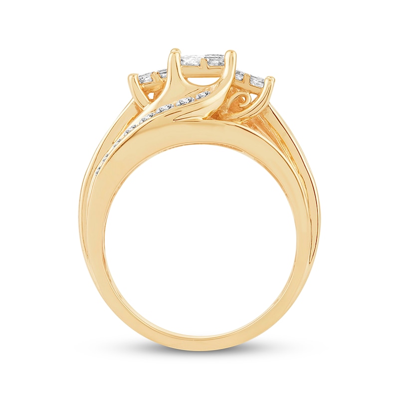 Previously Owned Multi-Stone Diamond Engagement Ring 1 ct tw Princess & Round-cut 10K Yellow Gold