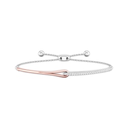 Previously Owned Love + Be Loved Diamond Bolo Bracelet 1/4 ct tw Sterling Silver/10K Rose Gold 9.5”