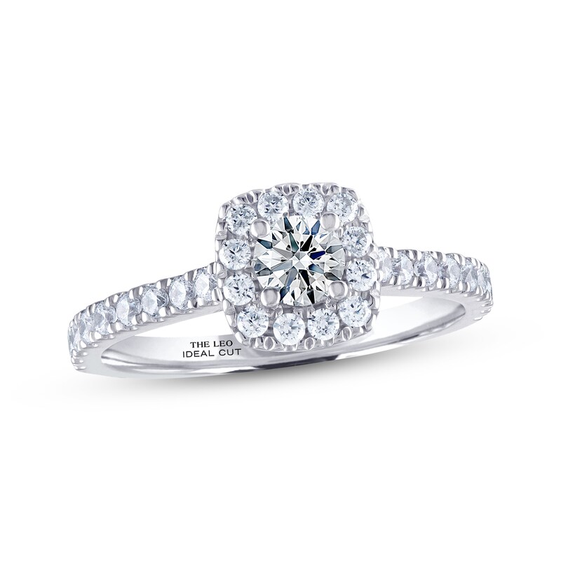 Previously Owned THE LEO Ideal Cut Diamond Engagement Ring 3/4 ct tw Round-cut 14K White Gold