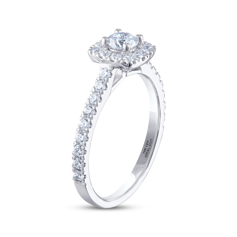 Previously Owned THE LEO Ideal Cut Diamond Engagement Ring 3/4 ct tw Round-cut 14K White Gold