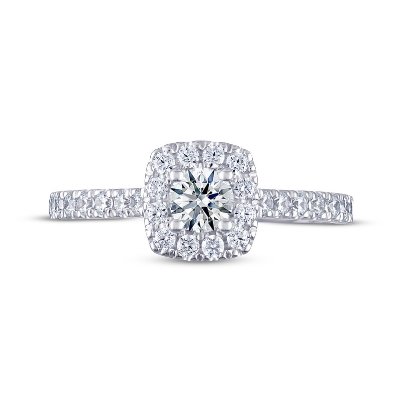 Previously Owned THE LEO Ideal Cut Diamond Engagement Ring 3/4 ct tw Round-cut 14K White Gold