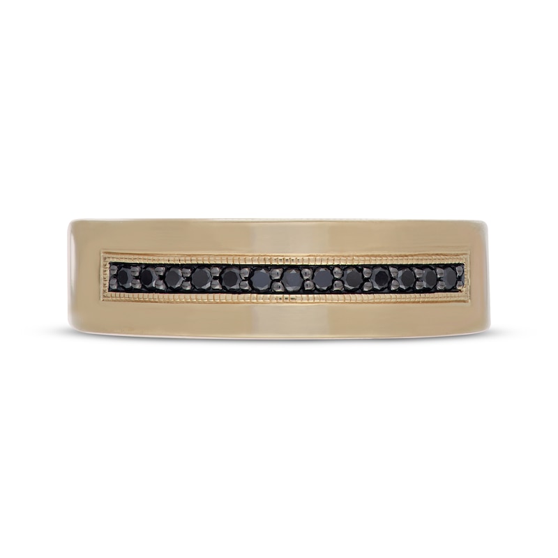 Main Image 3 of Previously Owned Neil Lane Men's Black Diamond Wedding Band 1/6 ct tw Round-cut 18K Yellow Gold - Size 8.5
