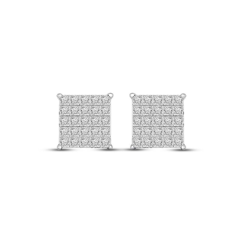 Main Image 2 of Previously Owned Princess-Cut Diamond Earrings 1/2 ct tw 10K White Gold