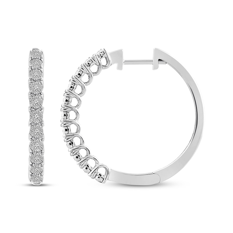 Main Image 1 of Previously Owned Diamond Hoop Earrings 1/10 ct tw Round-cut Sterling Silver