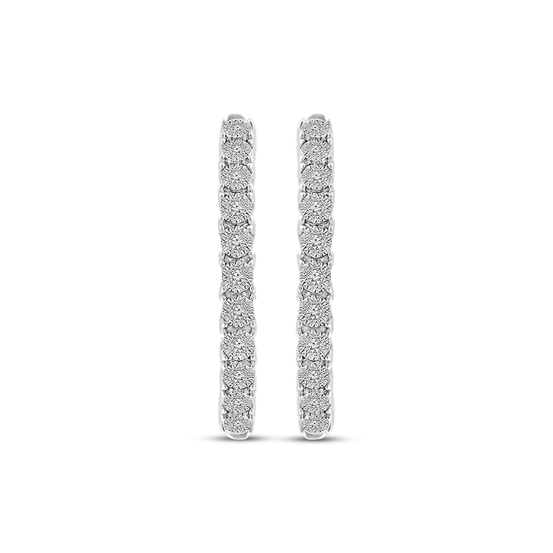 Main Image 2 of Previously Owned Diamond Hoop Earrings 1/10 ct tw Round-cut Sterling Silver