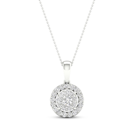 Previously Owned Multi-Diamond Necklace 1/2 ct tw Round-Cut 10K White Gold 18"