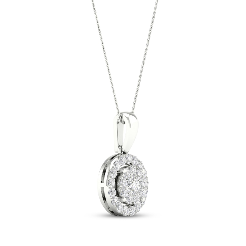 Main Image 2 of Previously Owned Multi-Diamond Necklace 1/2 ct tw Round-Cut 10K White Gold 18"