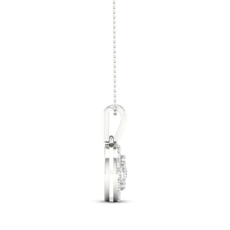 Main Image 3 of Previously Owned Multi-Diamond Necklace 1/2 ct tw Round-Cut 10K White Gold 18"