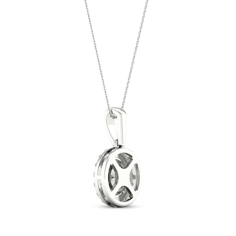 Main Image 4 of Previously Owned Multi-Diamond Necklace 1/2 ct tw Round-Cut 10K White Gold 18"